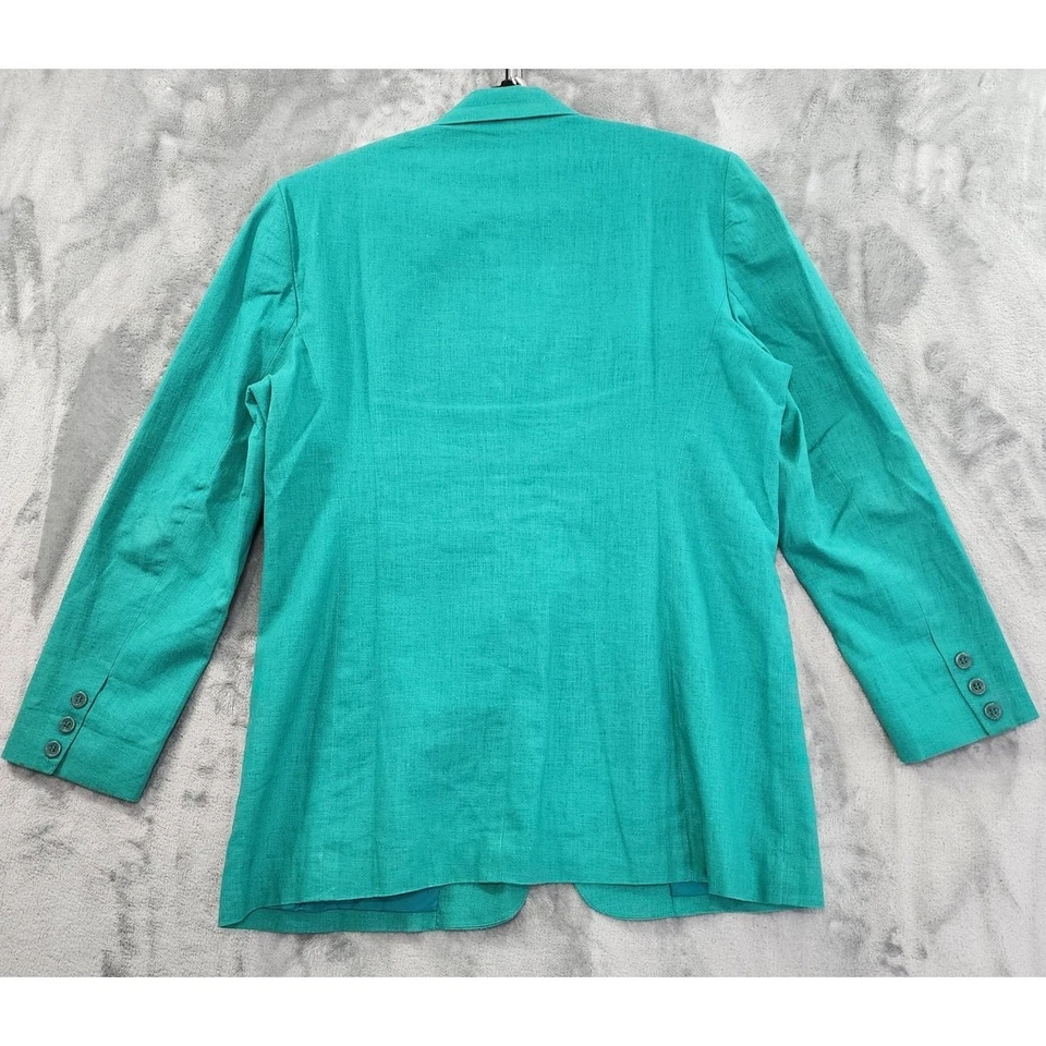 Vintage 90s Savannah Linen 3 Piece Skirt Suit Size 12 Green Pencil Silk Office - Image 3 of 4