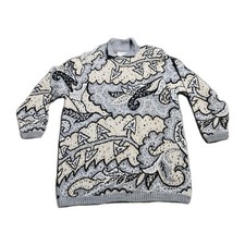 Vintage Alfred Dunner AOP Sweater Grey Sz L Great Condition