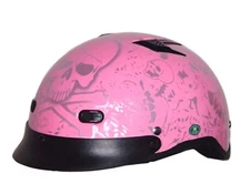 RODIA DOT Vented Pink Skull Boneyard Graphic Motorcycle Helmet- Size Large 