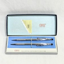 Vintage Cross Ballpoint Pen  Pencil Set with Box 3501 USA Lustrous Chrome