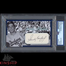 Sandy Koufax signed Cut 3x5 Custom Card PSA DNA Slab Baseball HOF Auto C5666