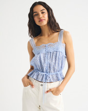 Abercrombie Fitch Lace-Trim Cinched Button-Through Cami
