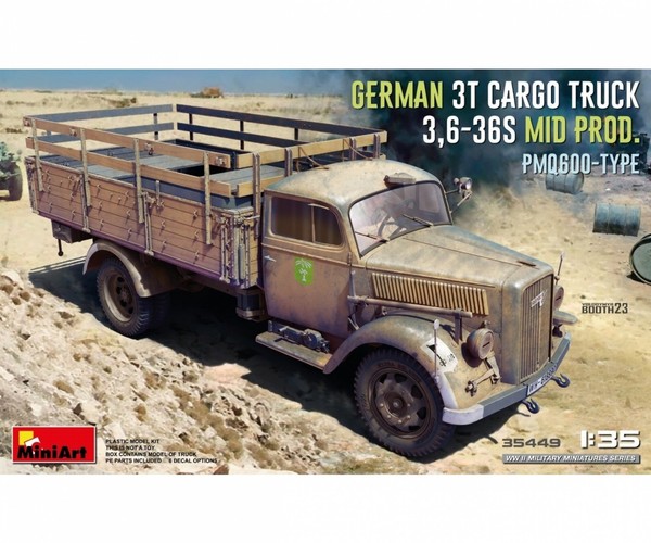 German 3T Cargo Truck 3,6-36S Mid Prod. Pmq600-Type / 1:35 - Miniart-image