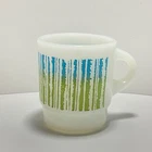 Vintage Fire-King Anchor Hocking Blue/Green Stripe Stackable Mug C-Handle MCM