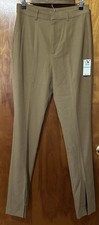 NWT Danielle Bernstein Women's Slit Front Dress Pants Beige Size 8