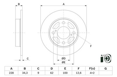 2x BOSCH Bremsscheibe 0 986 479 F38 für SUZUKI SWIFT 5 AZ A2L310 SHVS A2L412