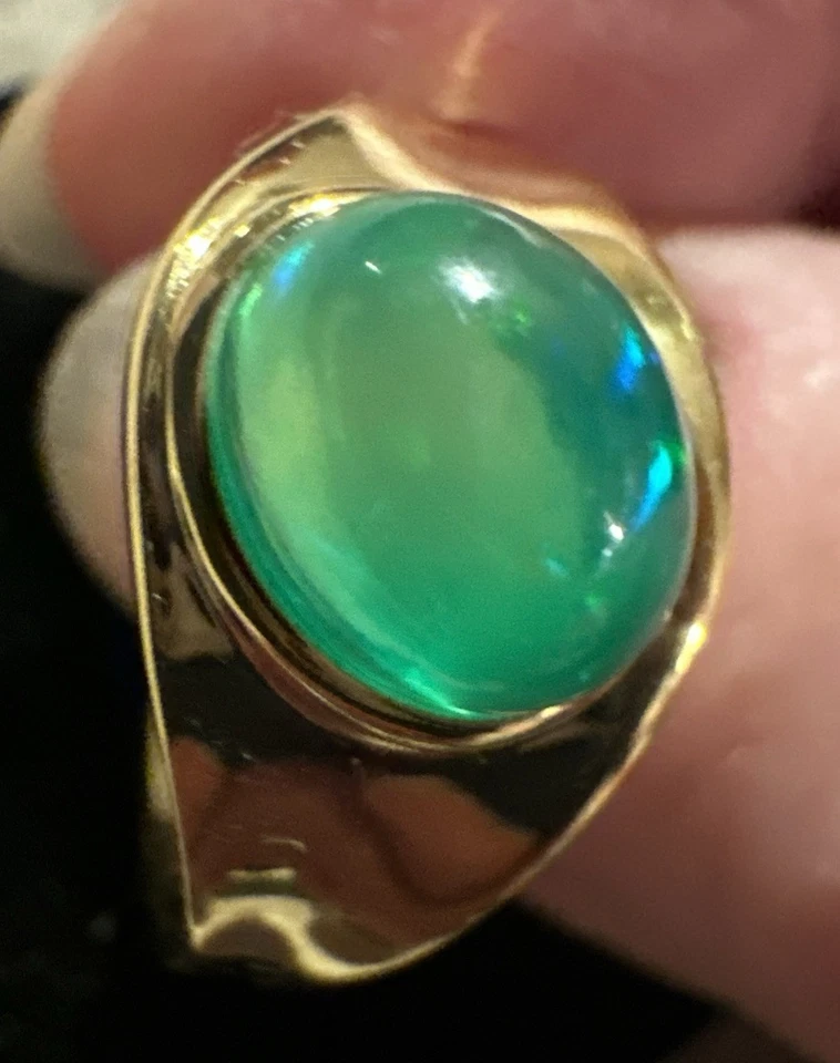 Ring, Silber 925 vergoldet, Kristallopal beh., Gr. 56(18), Breite 10,7 mm - Bild 3 von 4