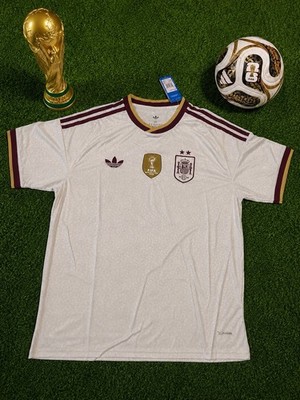 adidas Spain National Team Soccer Jersey White Burgundy Gold Men s New large