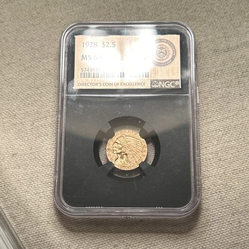 1928 G$2.50 Indian Head Gold Quarter Eagle - Frosty BU - NGC MS 63 - DC