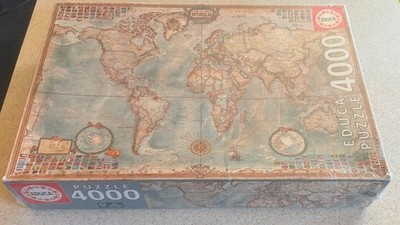 WORLD MAP WITH FLAGS (Educa) -- 4000 Piece Jigsaw Puzzle -- SEALED
