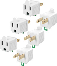 6pcs 2-Prong to 3-Prong Outlet Plug Adapters Polarized Grounding ETL Listed