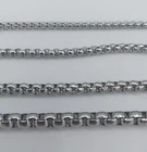 2/2.5/3/4/5mm 16-60" SMOOTH BOX ROPE SILVER STAINLESS STEEL CHAIN NECKLACE