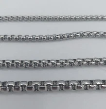 2/2.5/3/4/5mm 16-60" SMOOTH  BOX ROPE SILVER STAINLESS STEEL CHAIN NECKLACE