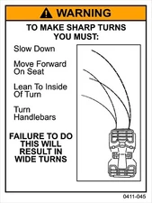 Arctic Cat SHARP TURN Warning Label ATV Decal Kit 4x4