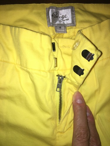 ECI Crop Capri Pants SZ 6 Womens Yellow 95%Cotton 5%Spandex Stretch EUC - Picture 5 of 8