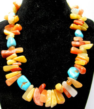 Sterling Silver 925 Genuine Turquoise Stone Beaded Necklace