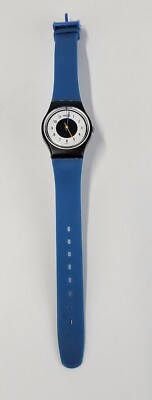Swatch Uhr Damen Schwarz Blau Water Resistant Swiss Made