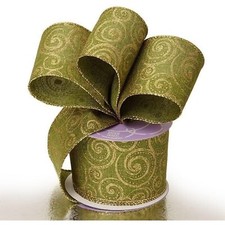 Green/Gold Stormy Night Christmas Wired Ribbon - 2.5" Wide X 10 Yds 56152869 