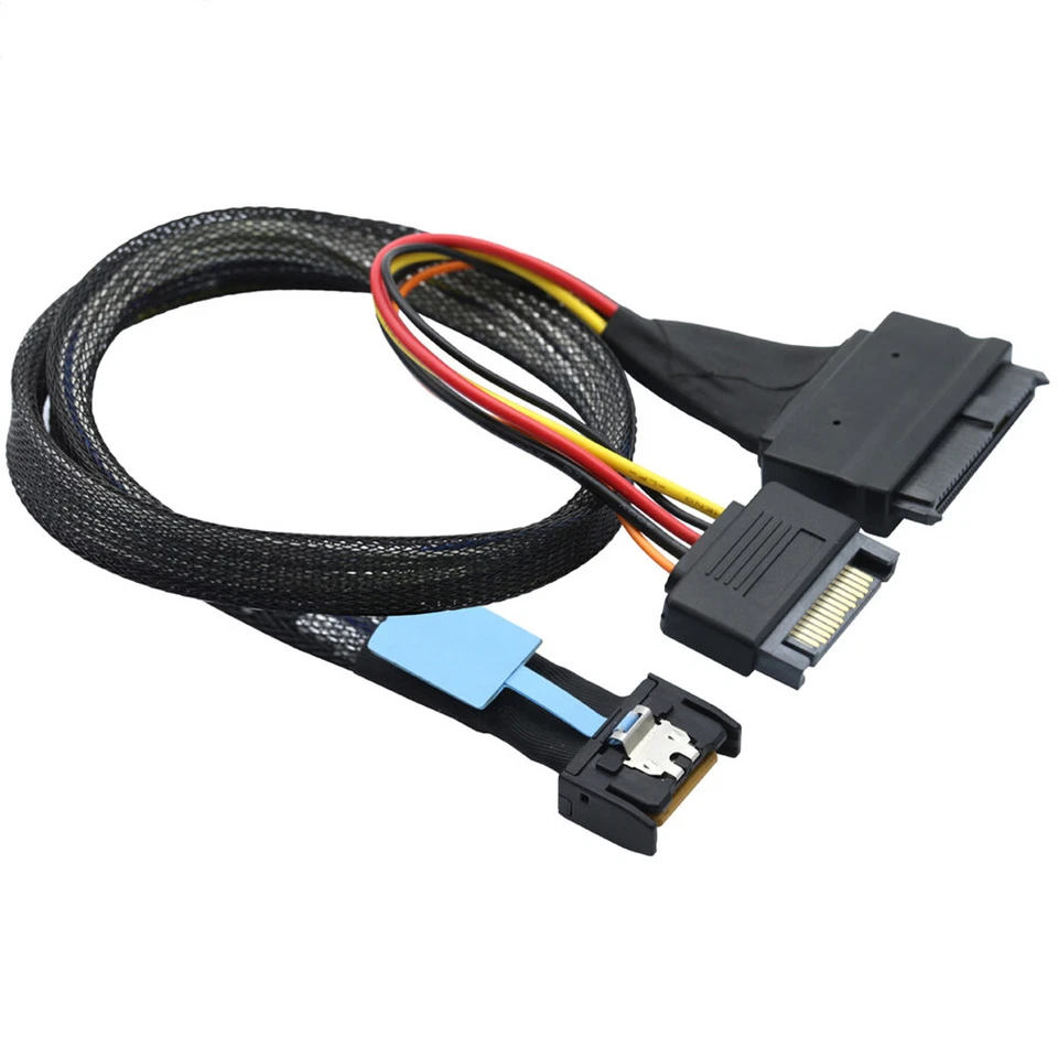 4I MCIO SATA Slimline Gen5 Cable SAS Power SFF-8654 Male with to 15P U.2 - Image 4 of 4