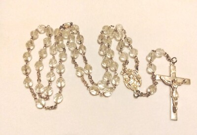 Antique Creed Sterling Silver Rosary Gorgeous Virgin Mary Center 