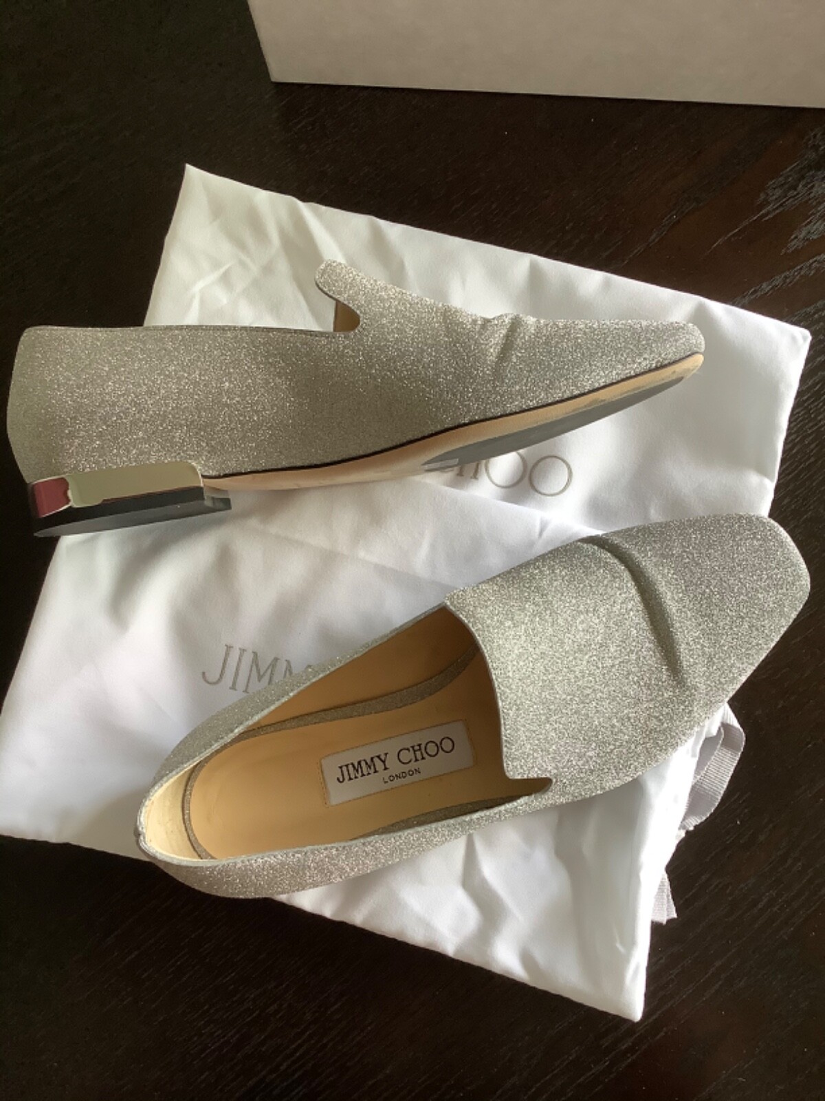 JIMMY CHOO JAIDA FLAT スリッポン シルバー サイズ：35-
