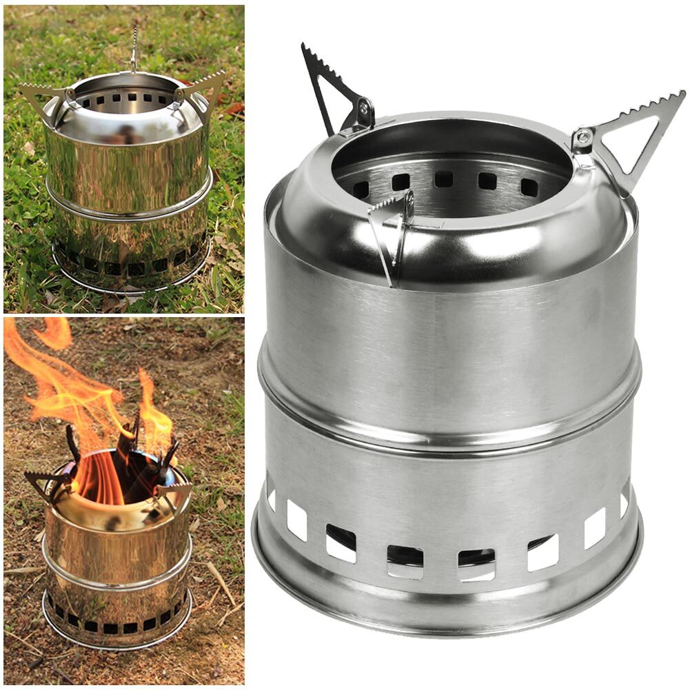 Wood Burning Stove Outdoor Stainless Steel Party Camping Cook Tool Portable  | eBay
