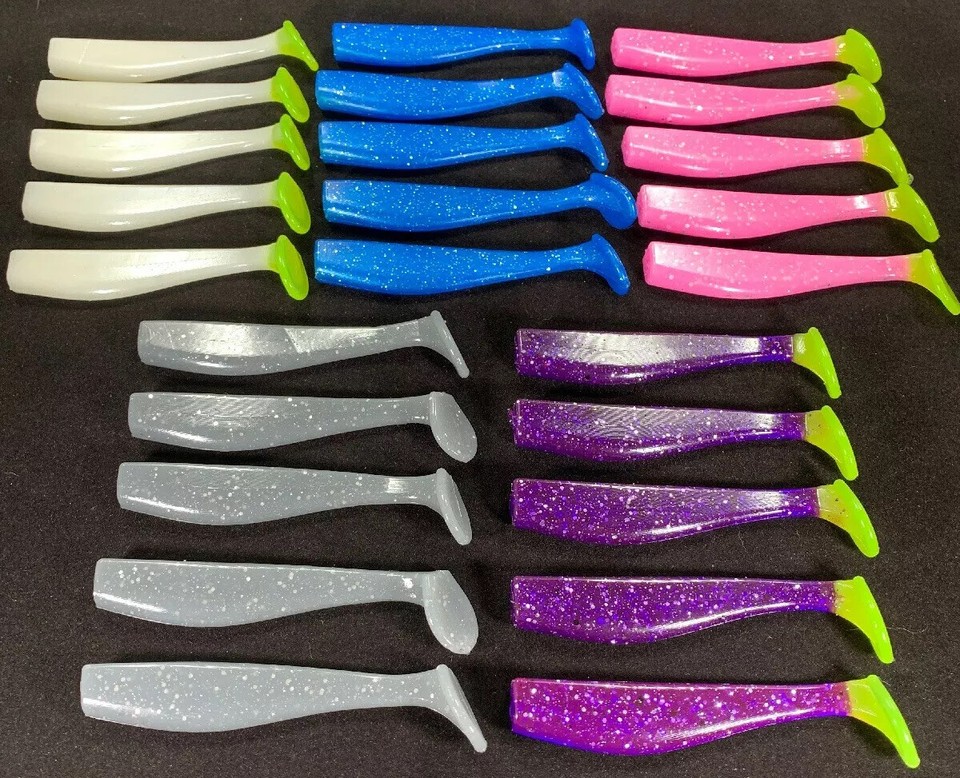 Esche Paddle Tail Shad Esche Da Nuoto Paddle Tail Shad 4" - Confezione Da 20, Per Trota E Altri Pesci | USA Esche Per Persici E Bass - Foto 5