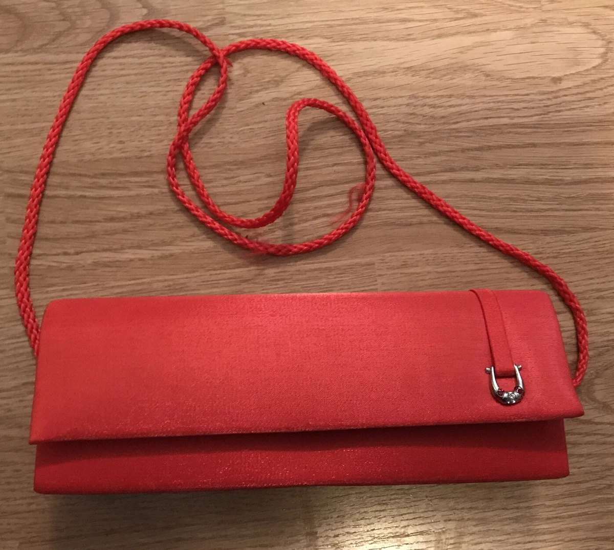 Red satin clutch bag hotsell