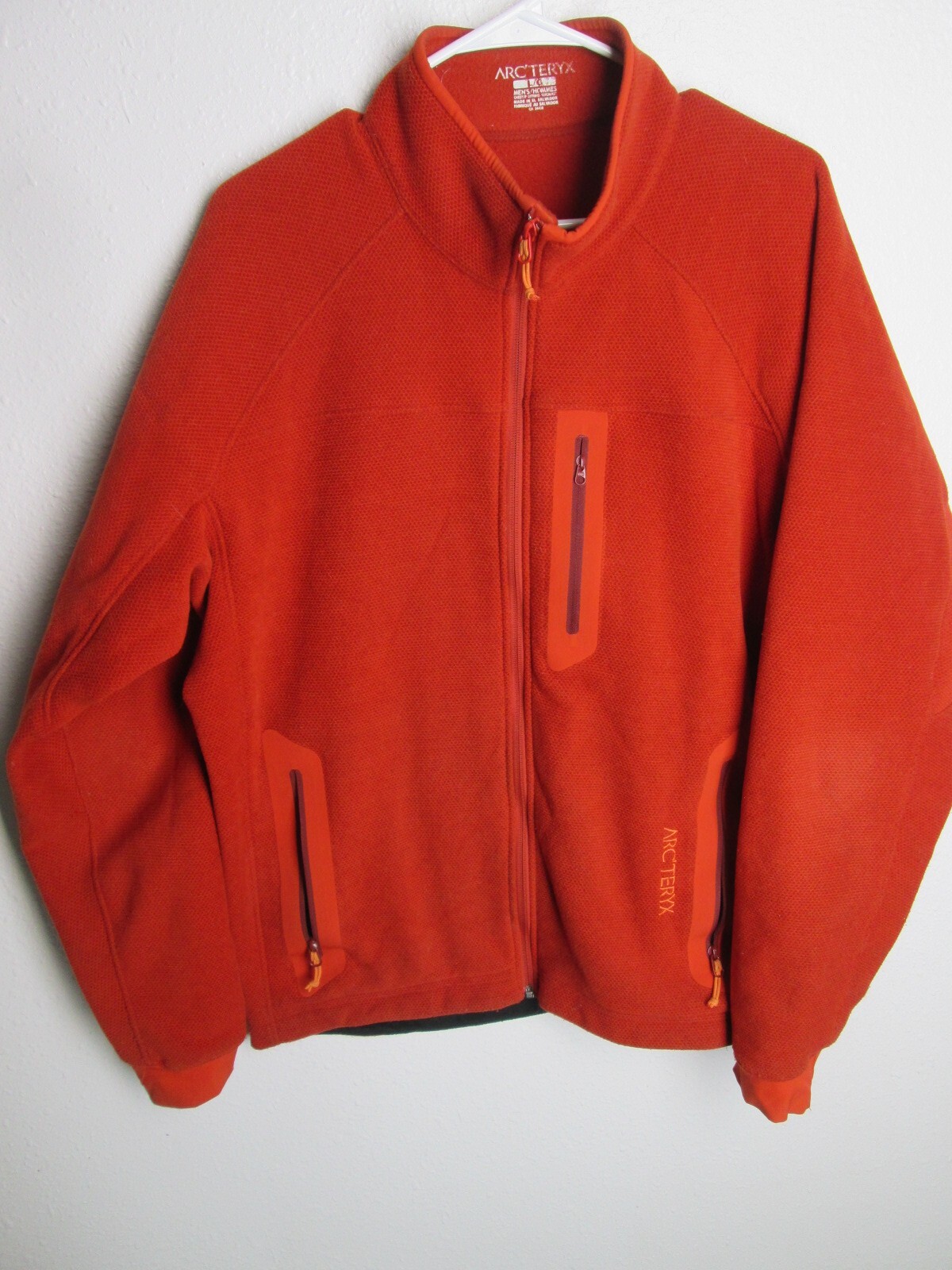 Arc'Teryx Polartec Giacca Pile Full Zip Arancione Bruciato Uomo L Tasche Arcteryx