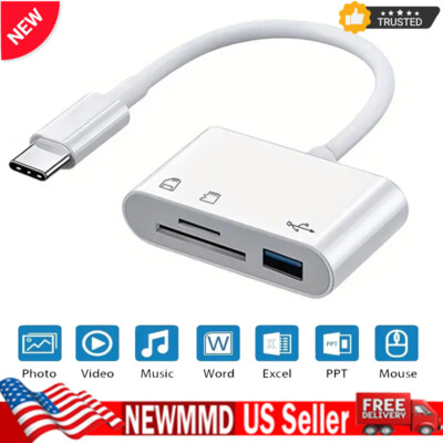 3 in 1 Type C USB OTG Adapter SD/TF Card Reader For Samsung Android MacBook 