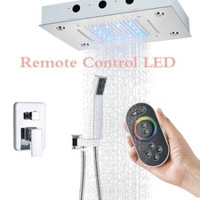 Chrome Shower Faucet Set Rain Shower Head Control Valve Hand Shower Mixer Tap