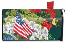 American Garden Summer Magnetic Mailbox Cover Patriotic Floral Standard
