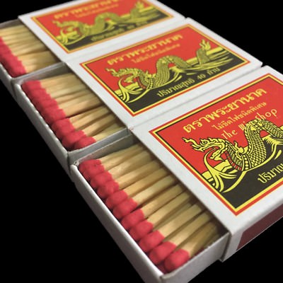 10 Boxes Red Sticks Original Phrayanak Thai Wooden Matches Fire Starters