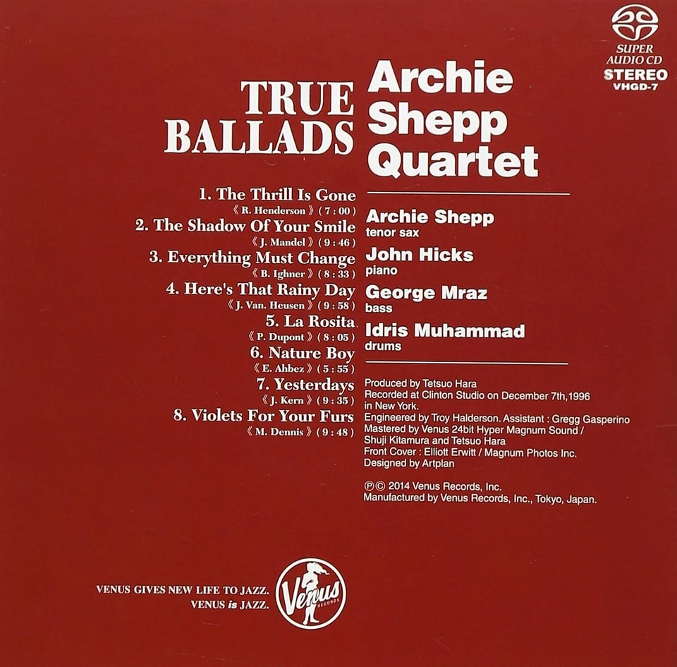 CD Archie Shepp Quartet Jazz "True Ballads" Paper Sleeve - Image 4 of 4