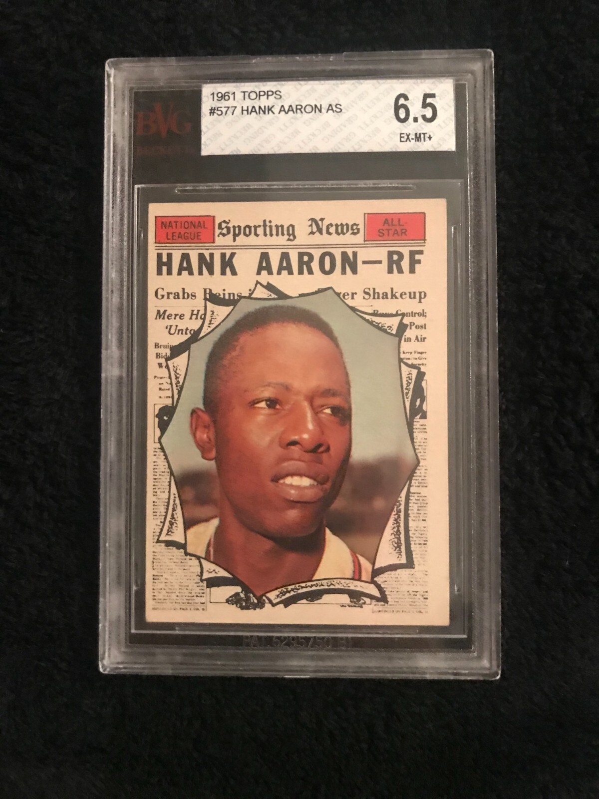 1961 Topps #577 Hank Aaron AS Hi# BVG 6.5 EXMT+ HOF Braves Free Shipping