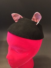 Vtg Kids Furry Kitty Cat Ear Beanie Berret Wool Merrimac Hat Corp First Furries