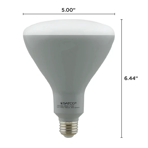 Satco S9634 11.5W =75W BR40 LED 2700K Warm White 120V Medium E26 Base 940 Lumen - Picture 2 of 16