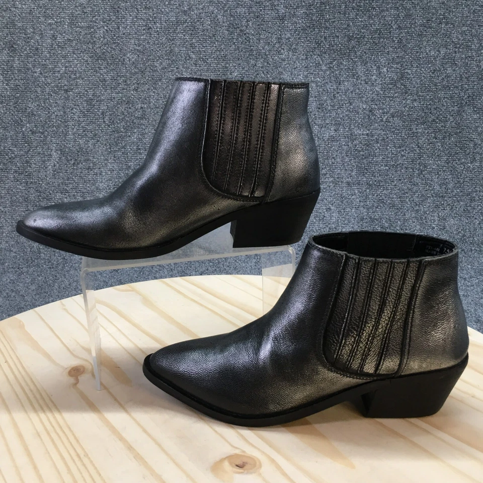 Chinese Laundry Boots Womens 7.5 Farrah Chelsea Booties Silver Leather Metallic - Image 2 of 4