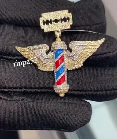 Colgante de moissanita real 925 SS con poste de peluquero esmalte para mujer D/VVS probador que pasa Foto 4 de 4