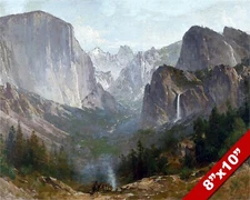 Yosemite Valley & Native Americans Painting Art 8X10 REAL CANVAS GICLEE PRINT