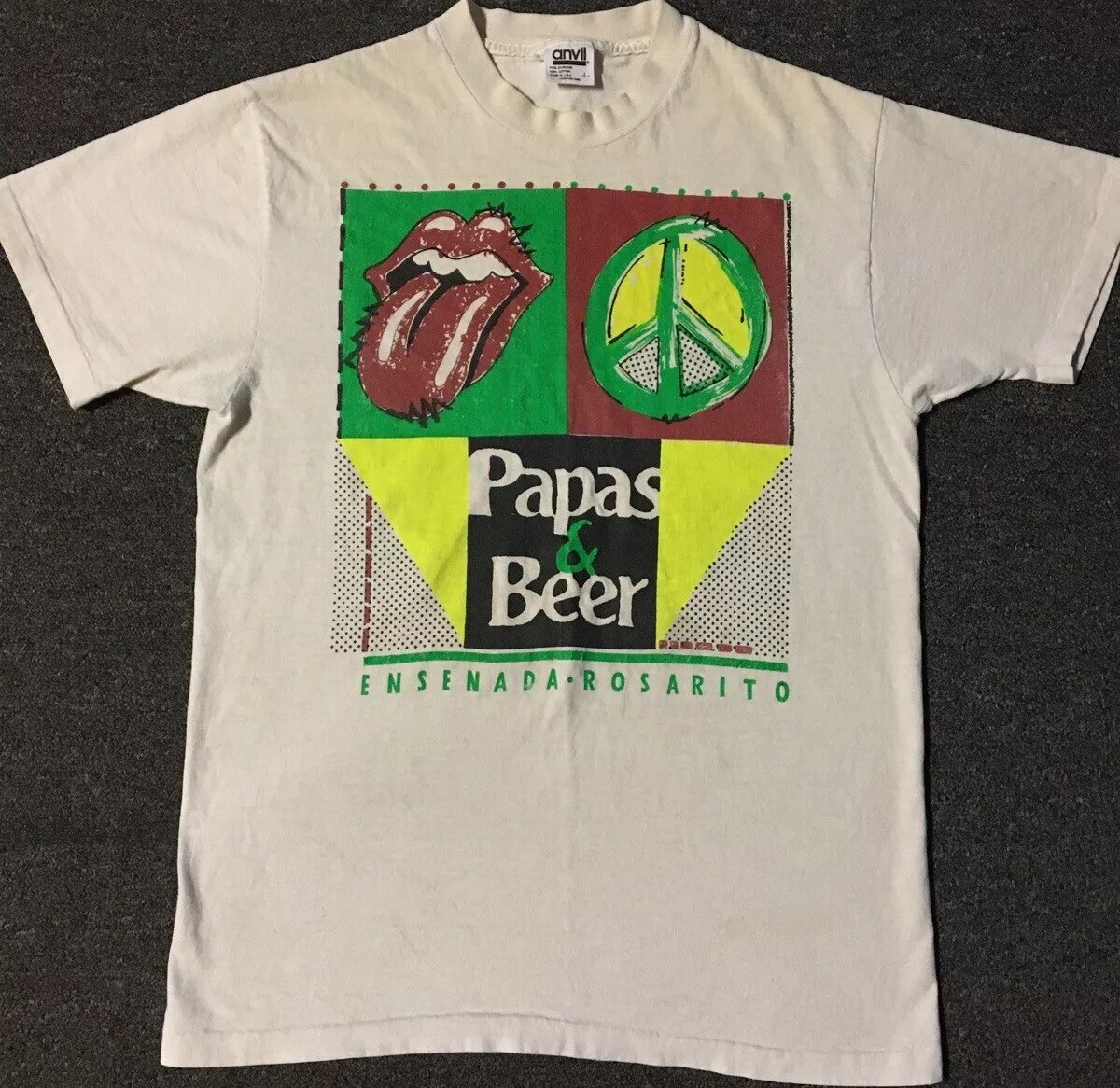 Vtg 90s Papas & Beer Faded Distress Shirt M Bar Mexico Peace Vtg 90s Papas & Beer Faded Distress Shirt M Bar Mexico Peace