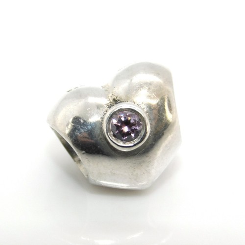 Pandora 925 Sterling Silver Heart Charm Bead with Pink CZ #790134PCZ - Picture 2 of 4