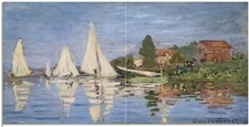 Tile Mural River Yacht Sail Claude Monet Kitchen Wall Backsplash Marble Ceramic