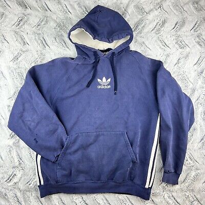 Vintage Adidas Center Trifold Logo Embroidered Hoodie Mens Large