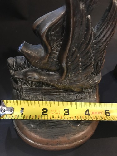 Rare Hansom Prod.NY Bronze Relief "Mallards Taking Flight" Bookends - A Pair - Picture 10 of 12