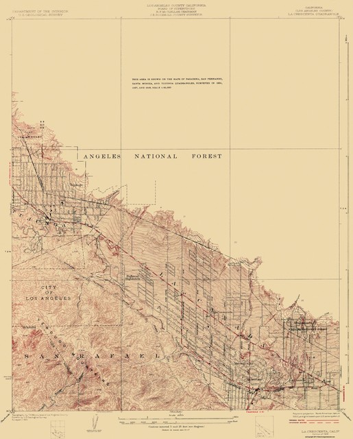 Topo Map La Crescenta California Quad USGS 1928 23 x 28.56 eBay
