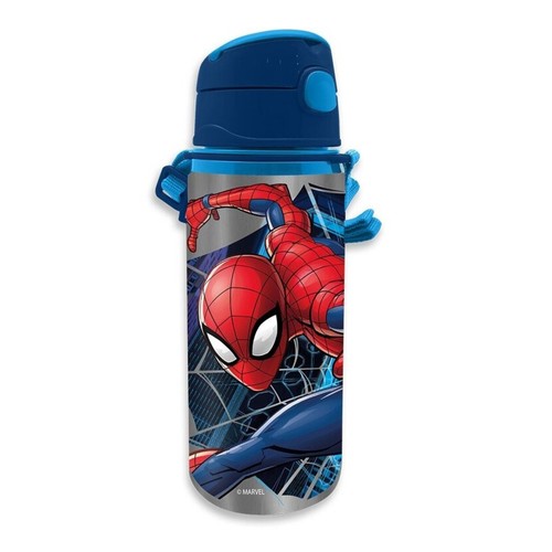 Kids 600ml Aluminium Water Bottle, Carry Strap, Push Button Back-to-School Flask - Picture 45 of 99