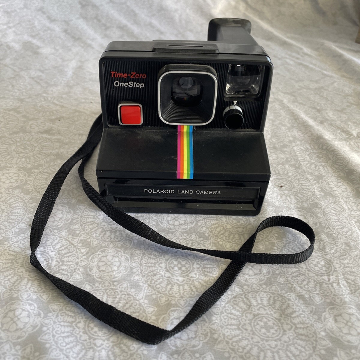 Polaroid One Step Time-Zero SX-70 Rainbow Stripe Instant Camera w/ Strap