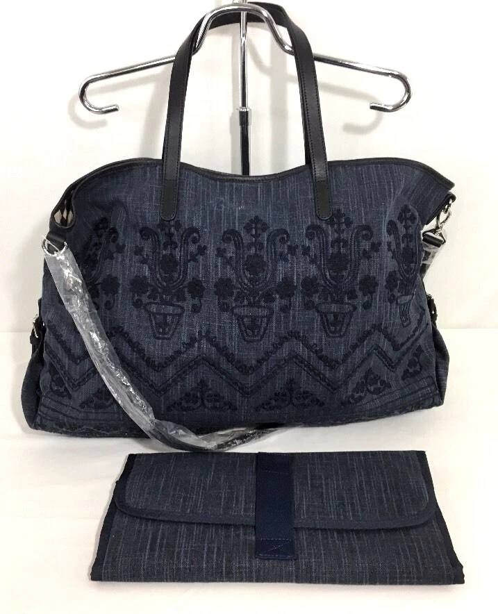 Pottery Barn Kids Navy Embroidered Diaper Bag monogram removed - Image 2 of 4