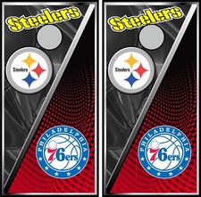 76ers steelers split 0467 cornhole board vinyl wraps